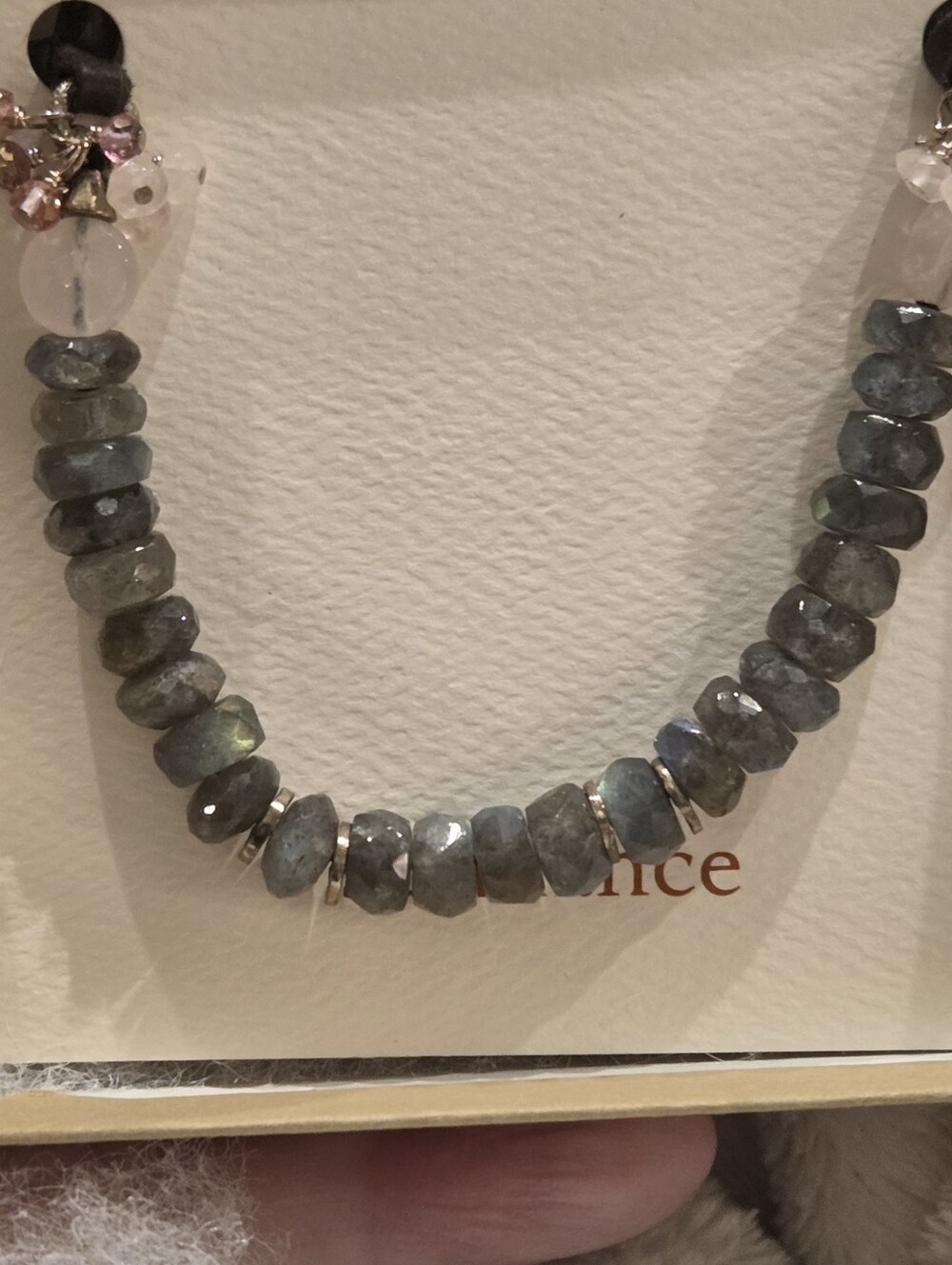 Sundance Labradorite Beaded Bracelet - Gray Blue Gemstone Pink Quartz
